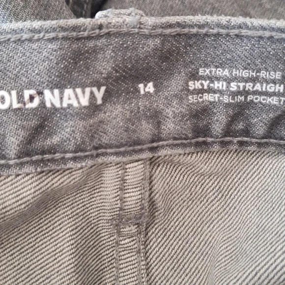 NWOT - Old Navy Extra High-Waisted Button-Fly Sky-Hi Straight Patchwork Sz.14 - Picture 10 of 12